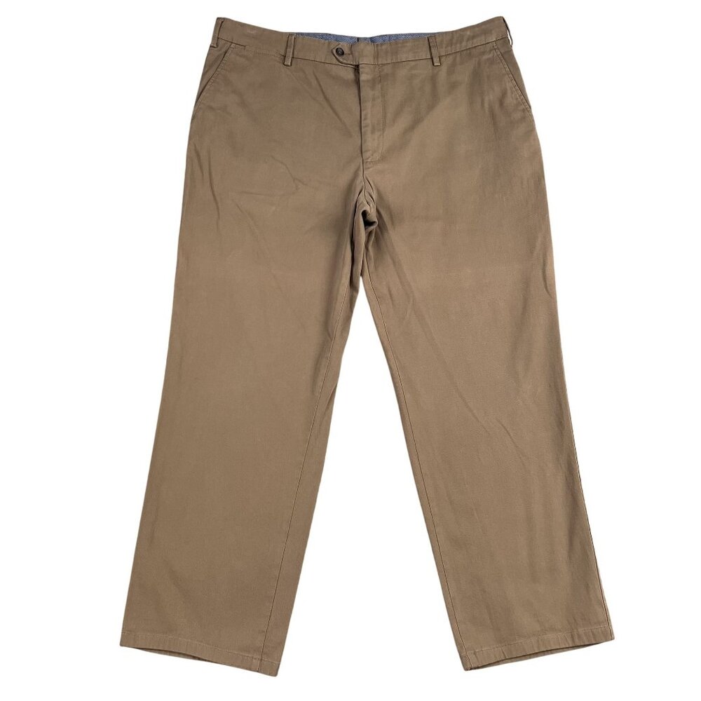 Ballin Pants Mens 40 Mansfield Chino Relaxed Fit Dark Khaki Flat Front‎ Preppy